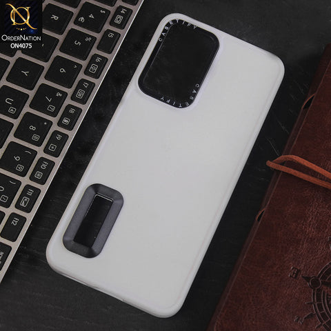Vivo V23e Cover - White - New Soft Silicon Fashion Case With Fancy Camera Ring & Logo Hole