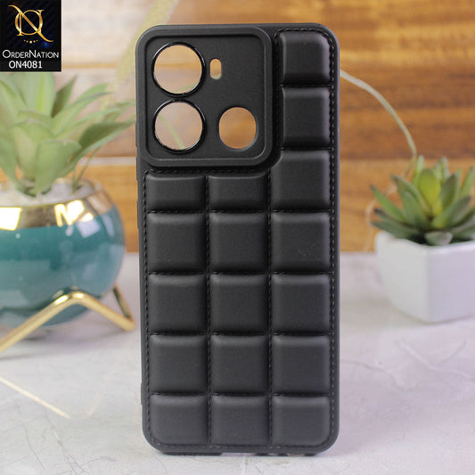 Itel P40 Cover - Black - New Gird Line Pattern Soft Silicone Fashion Case