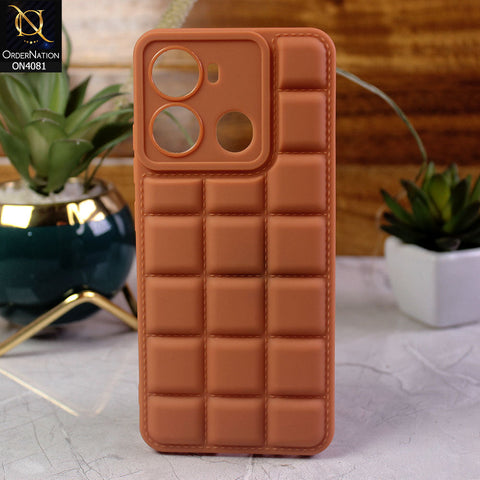 Itel P40 Cover - Brown - New Soft Silicon Fashion Case With Fancy Camera Ring & Logo Hole