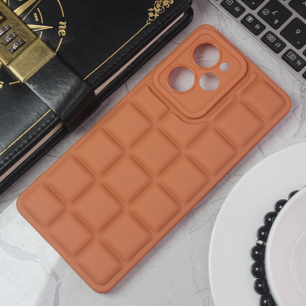 Xiaomi Poco X5 Pro Cover - Brown - New Soft Silicon Fashion Case With Fancy Camera Ring & Logo Hole