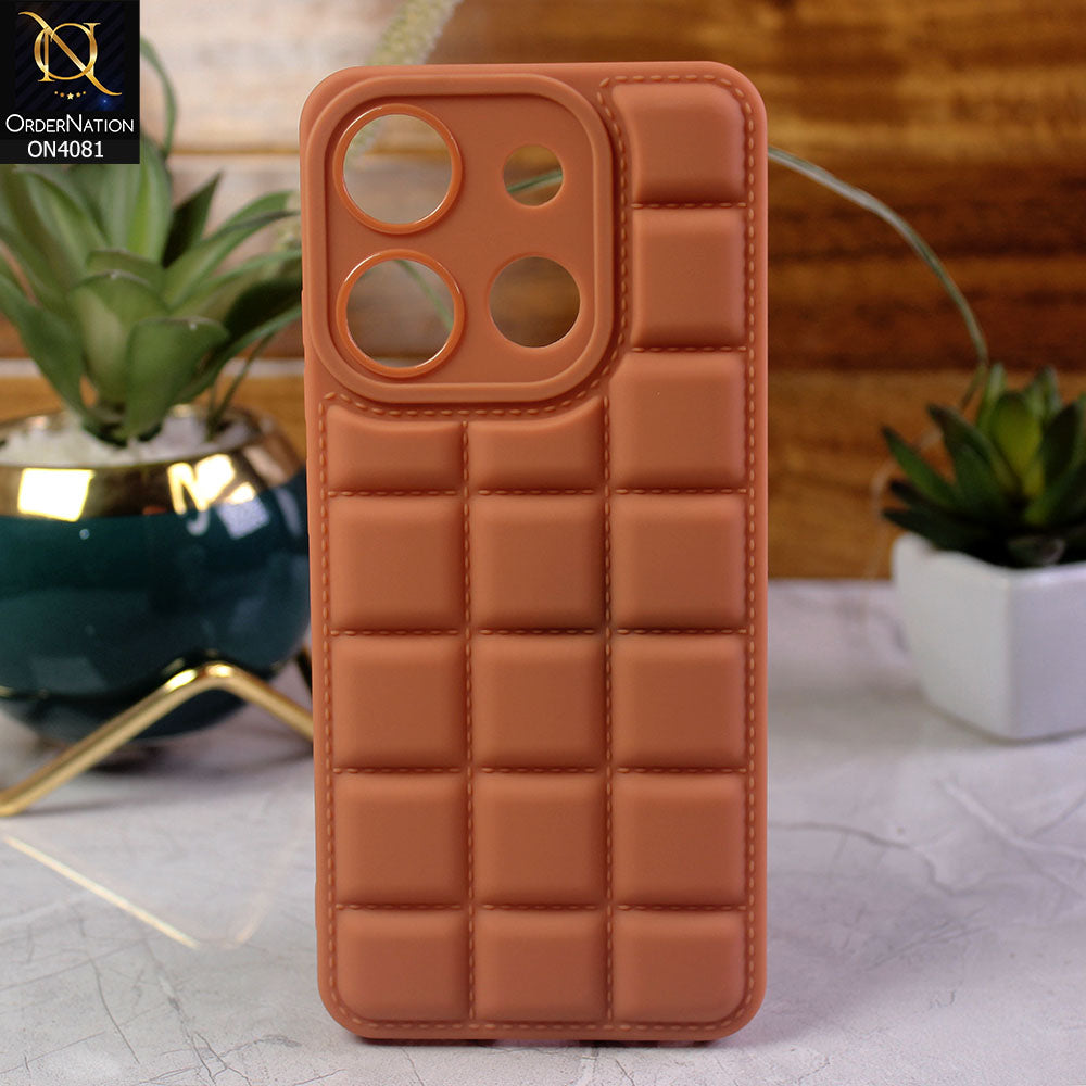 Infinix Smart 7 Cover - Brown - New Soft Silicon Fashion Case With Fancy Camera Ring & Logo Hole