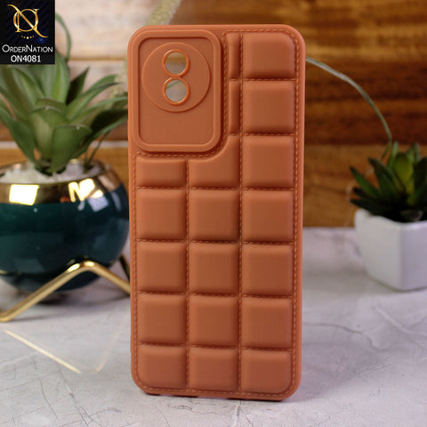 Vivo Y02 Cover - Brown - New Soft Silicon Fashion Case With Fancy Camera Ring & Logo Hole