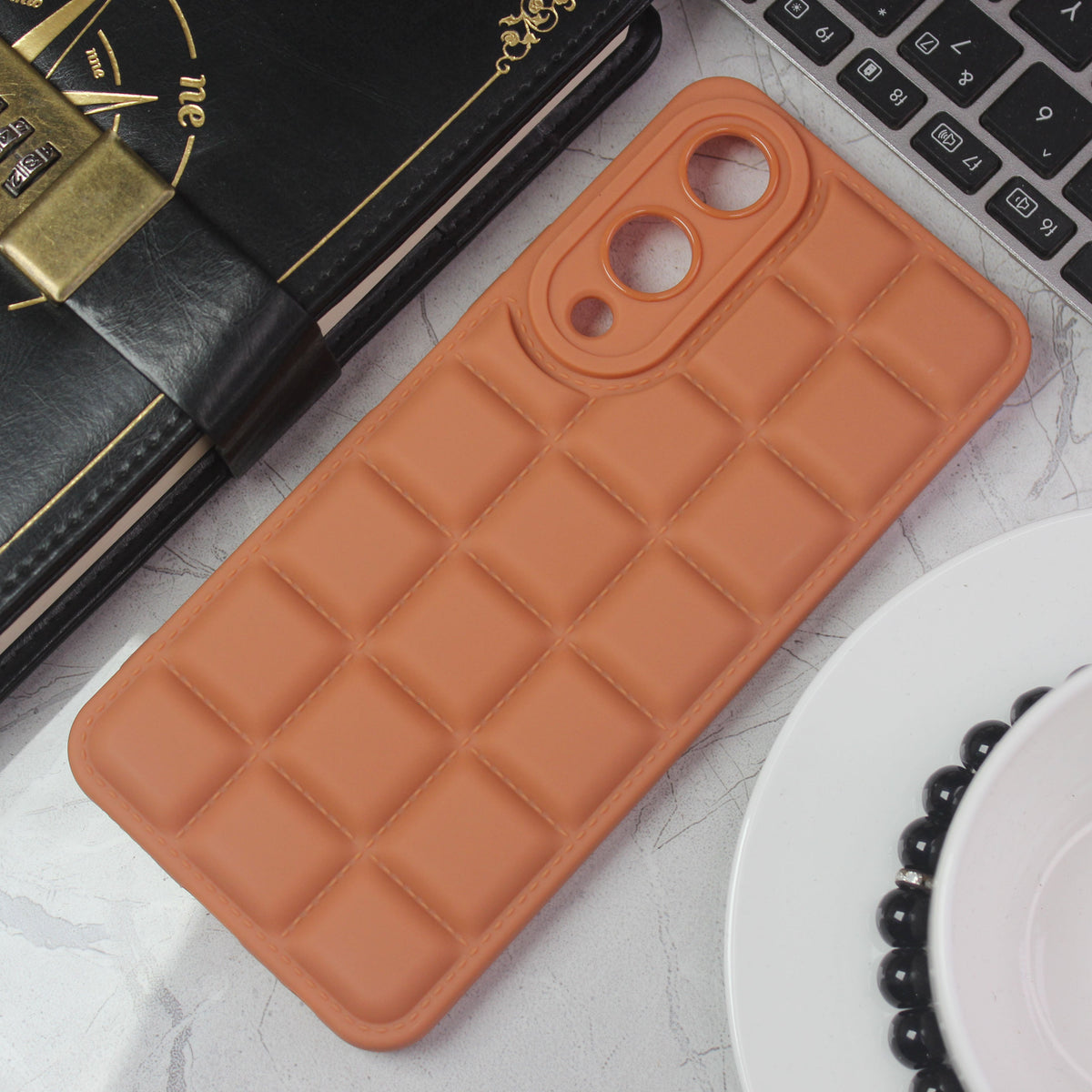 Vivo Y17s Cover - Brown - New Soft Silicon Fashion Case With Fancy Camera Ring & Logo Hole