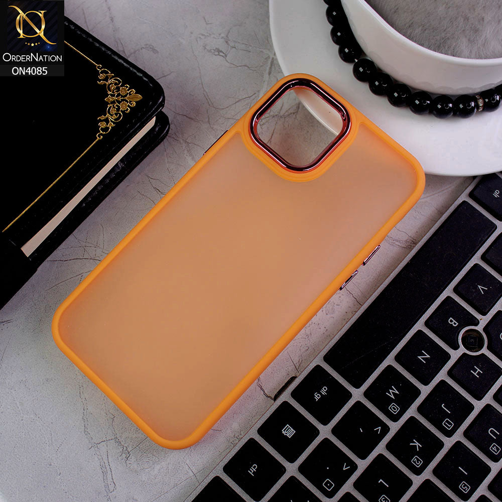 iPhone 12 Cover - Orange - Pc + Tpu Anti Scratch Space II Collection With Fancy Camera Ring Soft Case