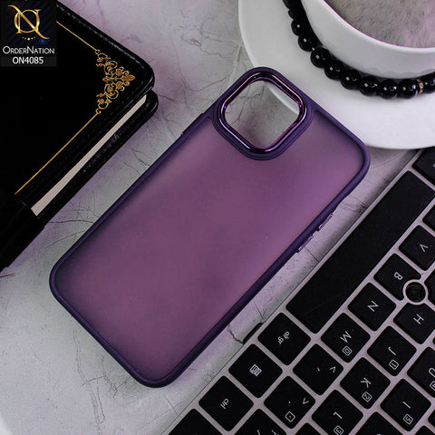 iPhone 12 Cover - Purple - Pc + Tpu Anti Scratch Space II Collection With Fancy Camera Ring Soft Case