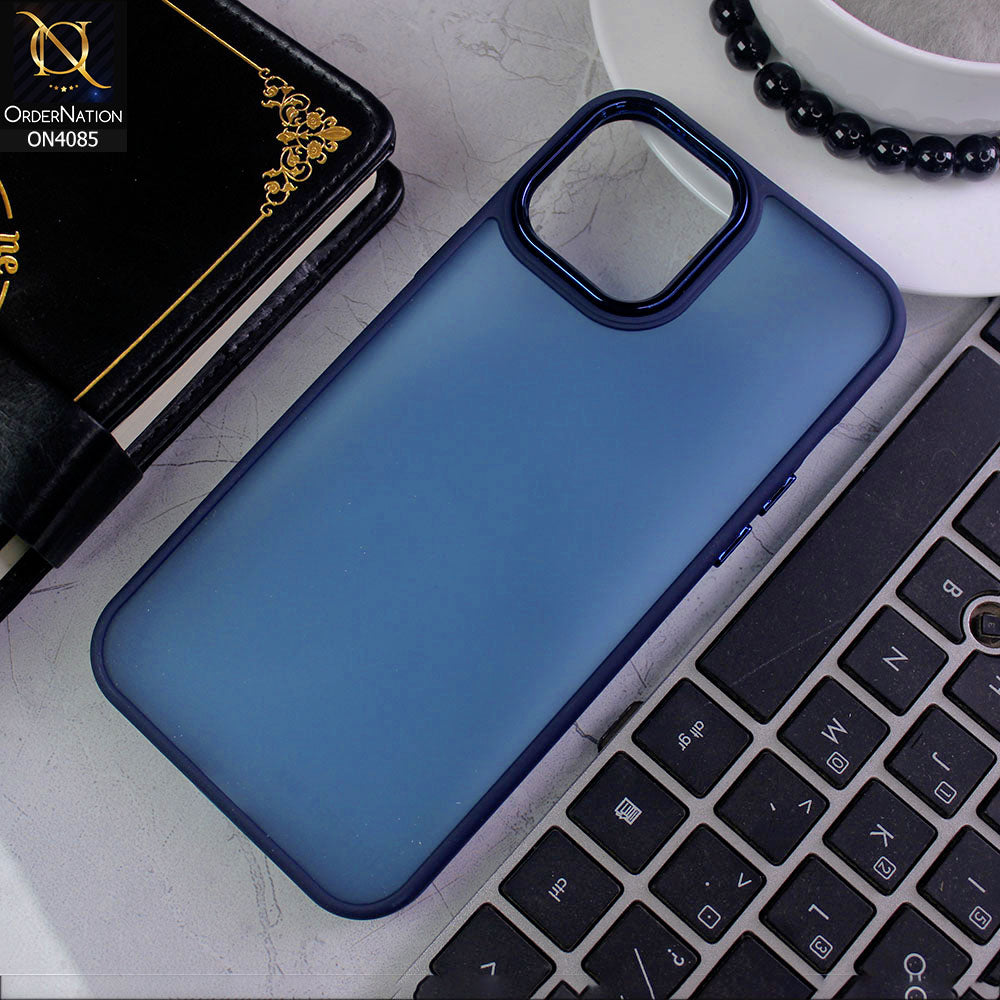 iPhone 12 Pro Max Cover - Blue - Pc + Tpu Anti Scratch Space II Collection With Fancy Camera Ring Soft Case