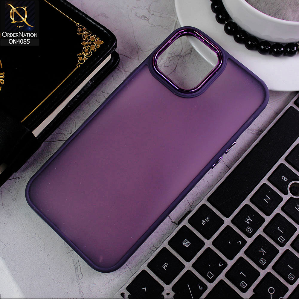 iPhone 12 Pro Max Cover - Purple - Pc + Tpu Anti Scratch Space II Collection With Fancy Camera Ring Soft Case