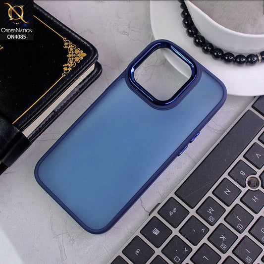 iPhone 14 Pro Cover - Blue - Pc + Tpu Anti Scratch Space II Collection With Fancy Camera Ring Soft Case
