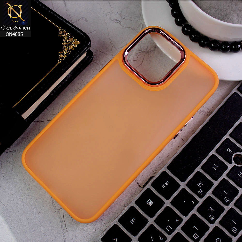 iPhone 14 Pro Max Cover - Orange - Pc + Tpu Anti Scratch Space II Collection With Fancy Camera Ring Soft Case