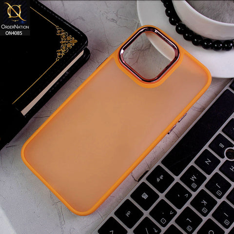 iPhone 14 Pro Max Cover - Orange - Pc + Tpu Anti Scratch Space II Collection With Fancy Camera Ring Soft Case