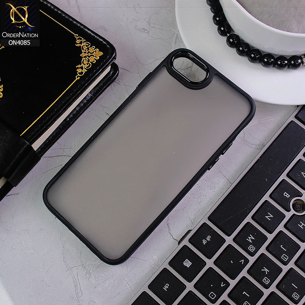 iPhone SE 2022 Cover - Black - Pc + Tpu Anti Scratch Space II Collection With Fancy Camera Ring Soft Case