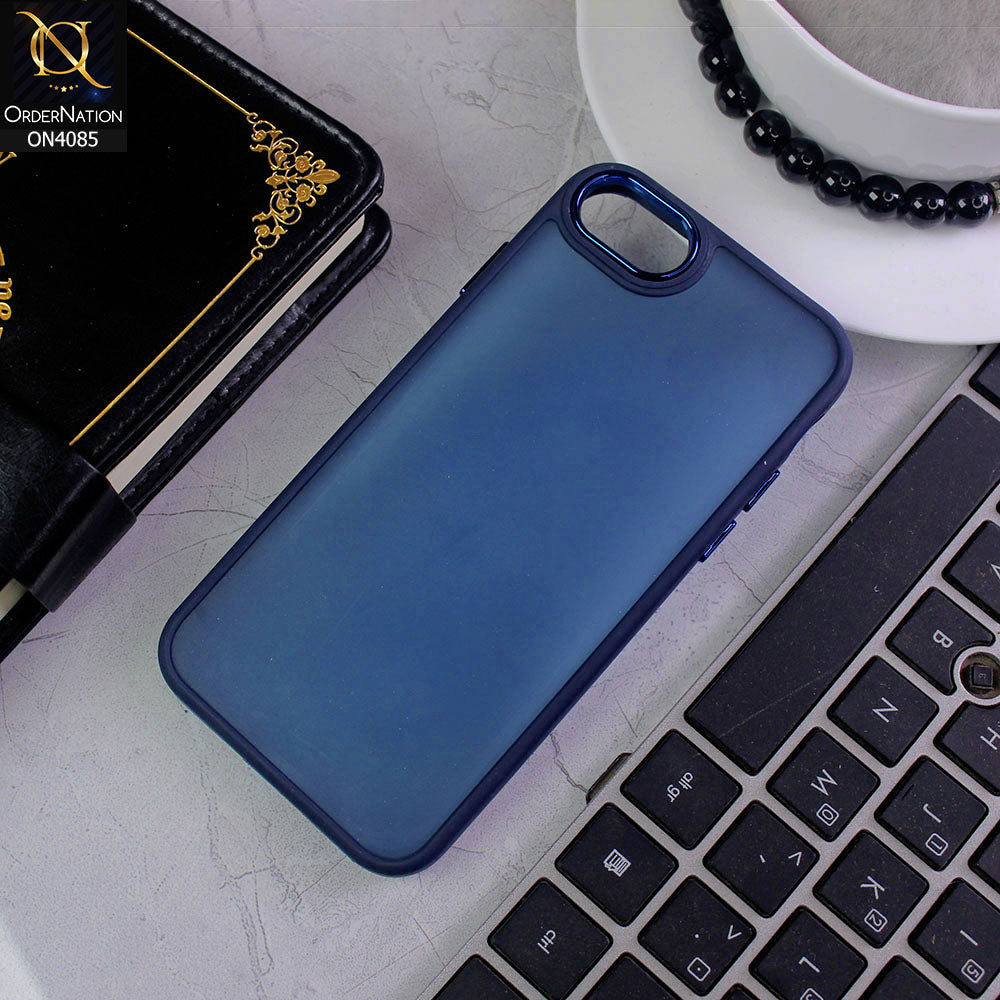 iPhone SE 2022 Cover - Blue - Pc + Tpu Anti Scratch Space II Collection With Fancy Camera Ring Soft Case