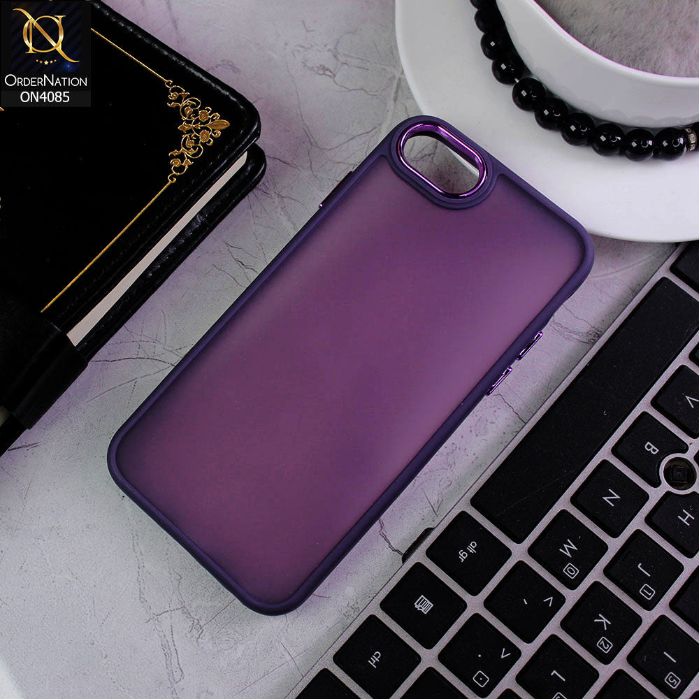 iPhone SE 2022 Cover - Purple - Pc + Tpu Anti Scratch Space II Collection With Fancy Camera Ring Soft Case