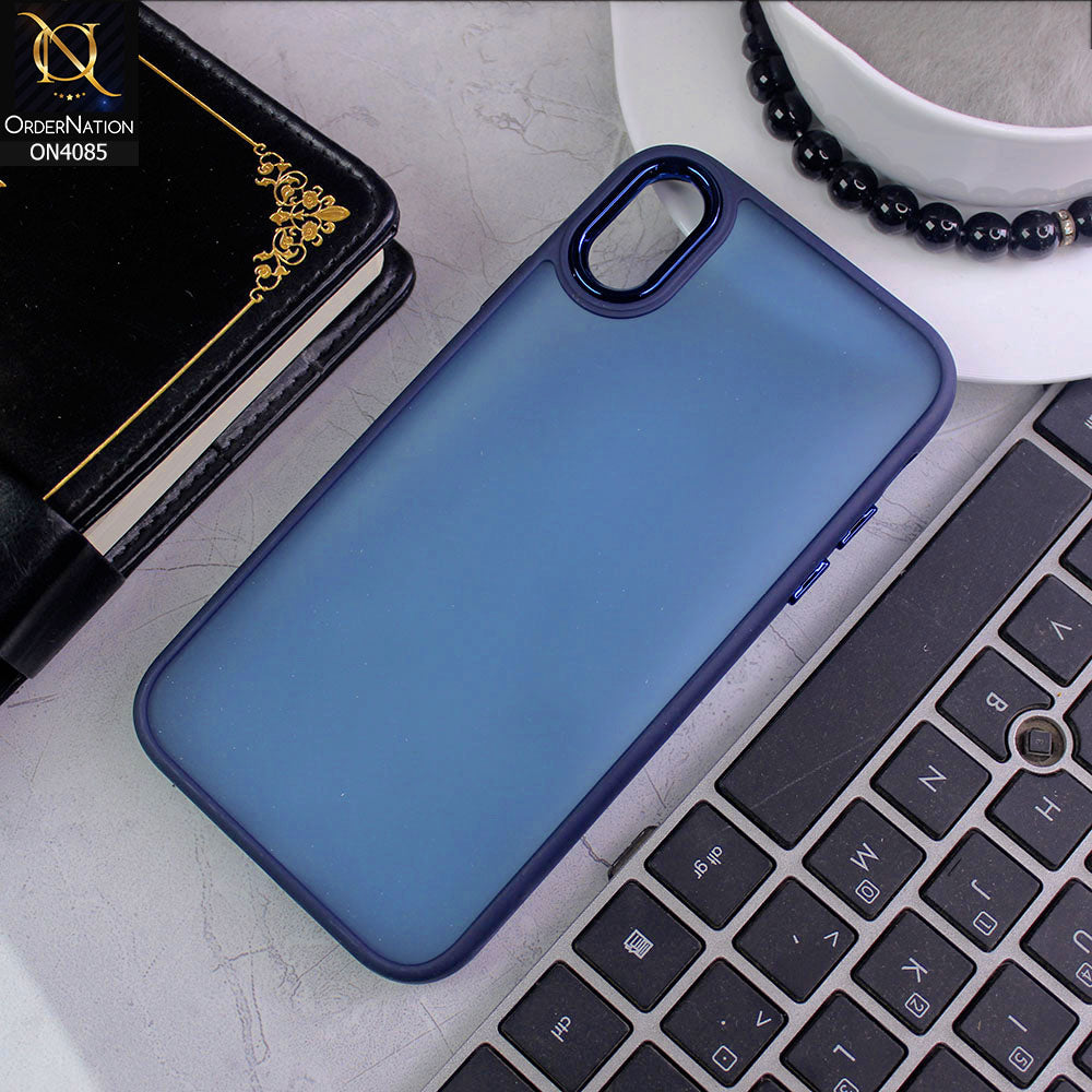 iPhone XR Cover - Blue - Pc + Tpu Anti Scratch Space II Collection With Fancy Camera Ring Soft Case