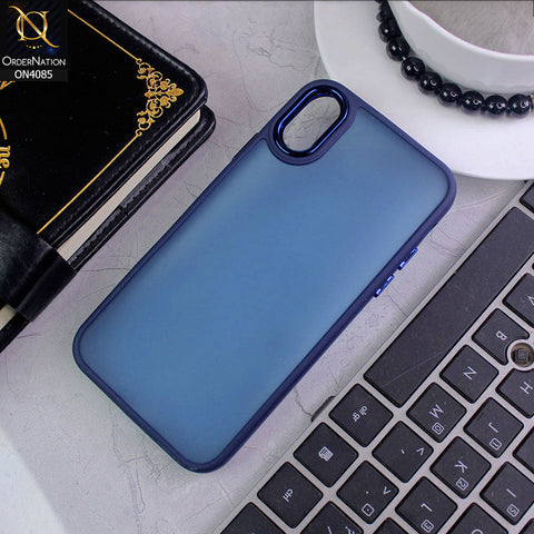 iPhone XS / X Cover - Blue - Pc + Tpu Anti Scratch Space II Collection With Fancy Camera Ring Soft Case