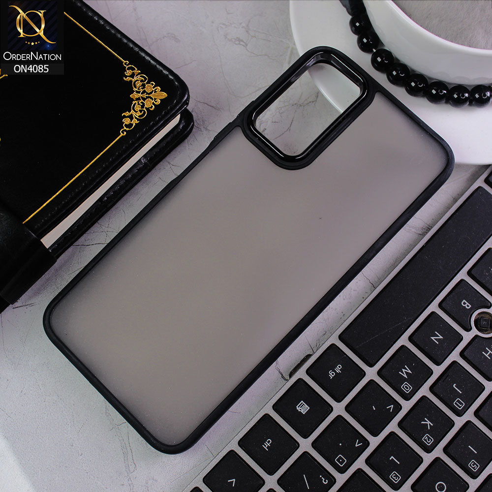 Vivo Y12a Cover - Black - Pc + Tpu Anti Scratch Space II Collection With Fancy Camera Ring Soft Case