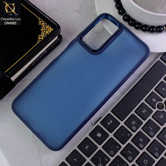 Vivo Y20T Cover - Blue - Pc + Tpu Anti Scratch Space II Collection With Fancy Camera Ring Soft Case