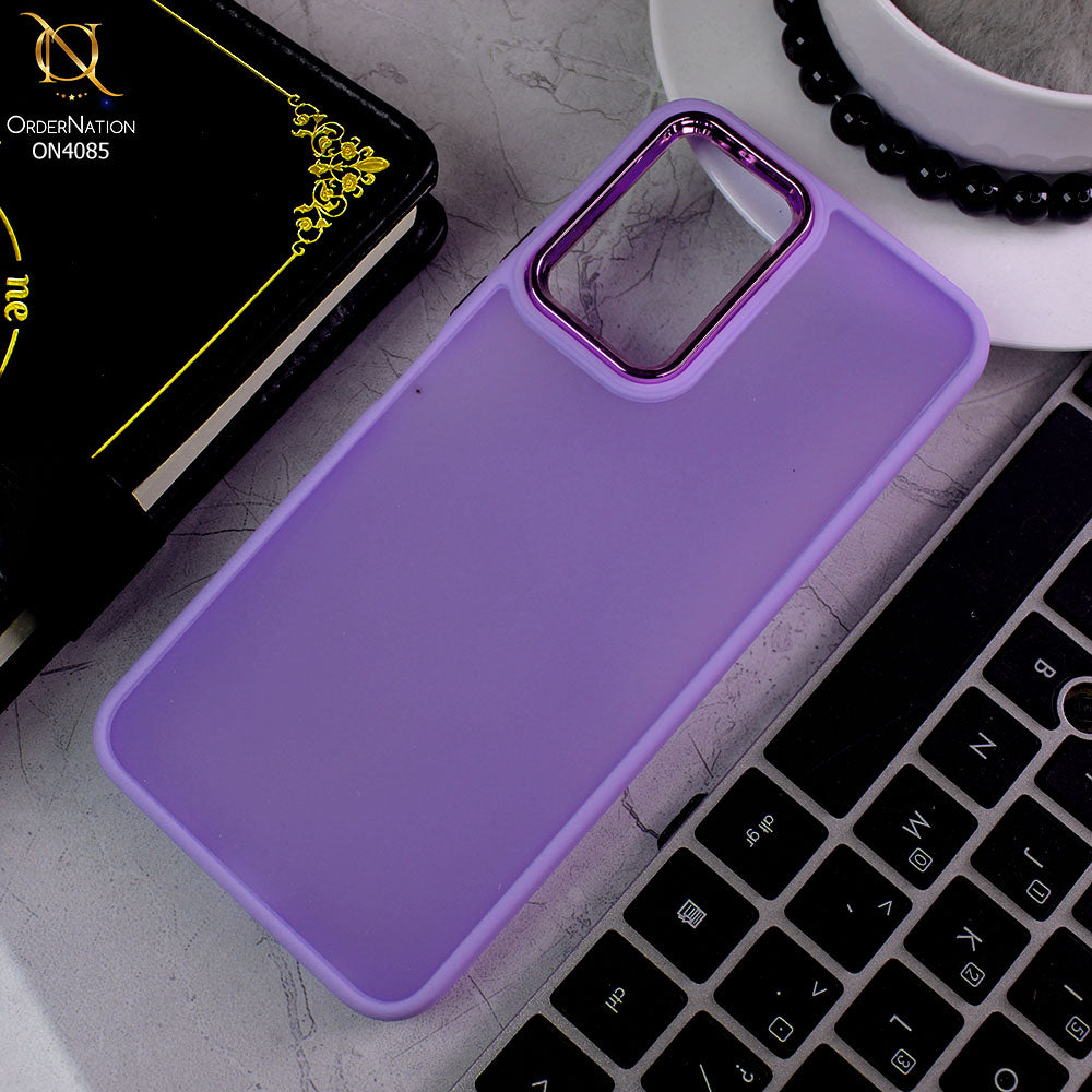 Vivo Y21t Cover - Light Purple - Pc + Tpu Anti Scratch Space II Collection With Fancy Camera Ring Soft Case