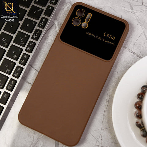 Oppo A16e - Brown - Glass Lense Ultra Camera Protection Soft Silicon Case