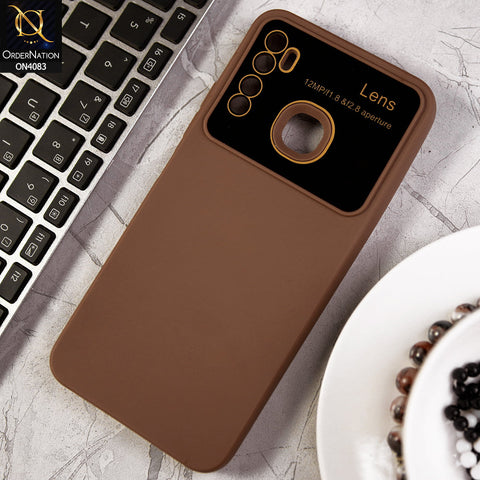 Infinix Hot 9 Pro - Brown - Glass Lense Ultra Camera Protection Soft Silicon Case