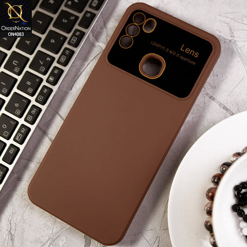 Infinix Hot 10 Play - Brown - Glass Lense Ultra Camera Protection Soft Silicon Case