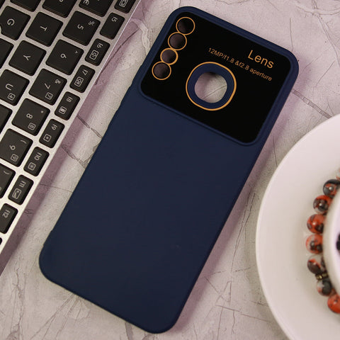 Infinix Hot 8 Cover - Blue - Glass Lense Ultra Camera Protection Soft Silicon Case