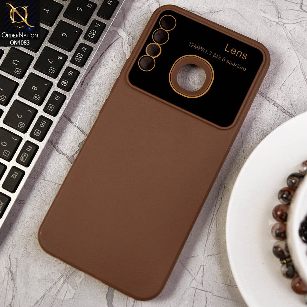 Infinix Hot 8 Lite - Brown - Glass Lense Ultra Camera Protection Soft Silicon Case