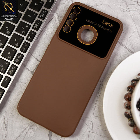 Infinix Hot 8 Lite - Brown - Glass Lense Ultra Camera Protection Soft Silicon Case