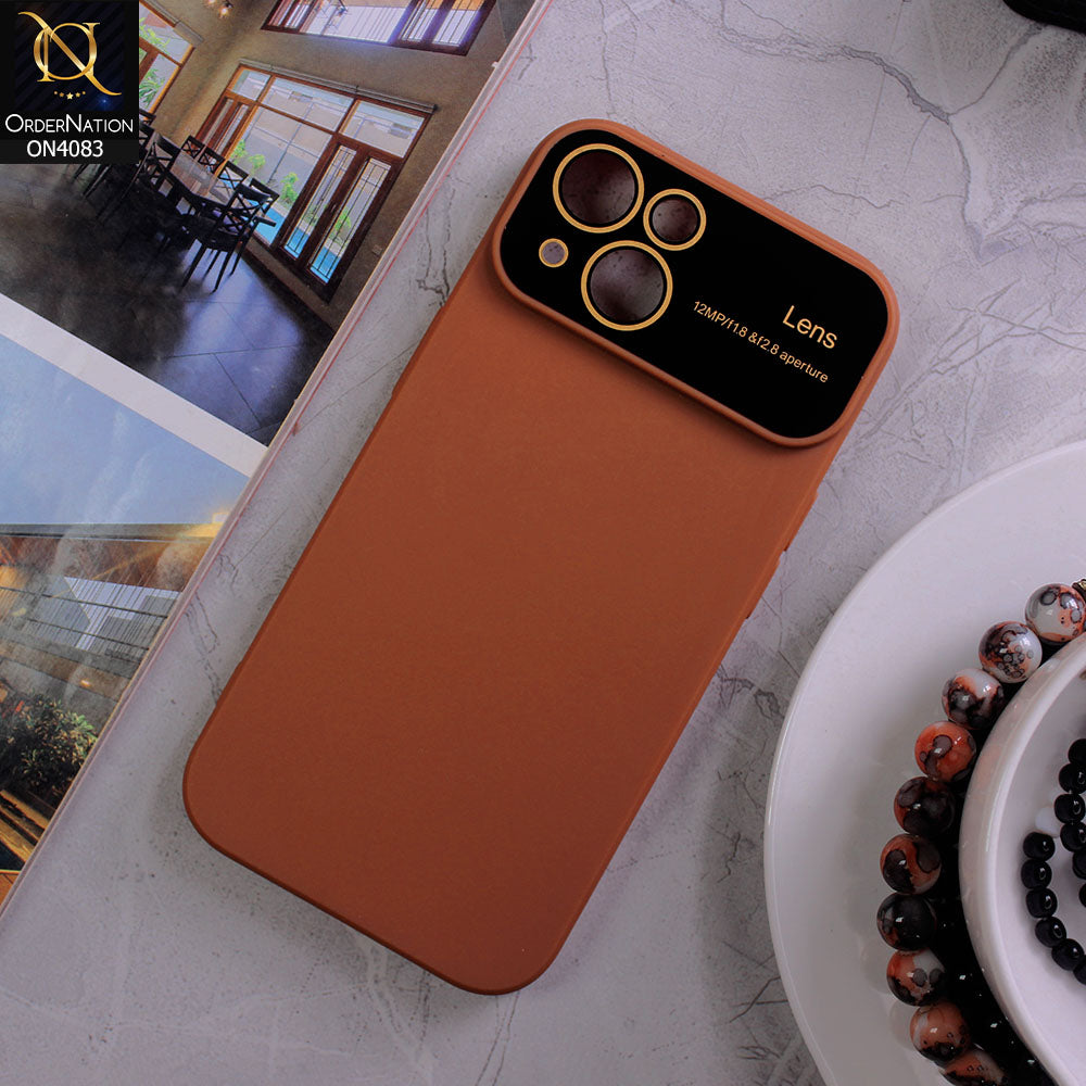iPhone 15 Cover - Brown - Glass Lense Ultra Camera Protection Soft Silicon Case