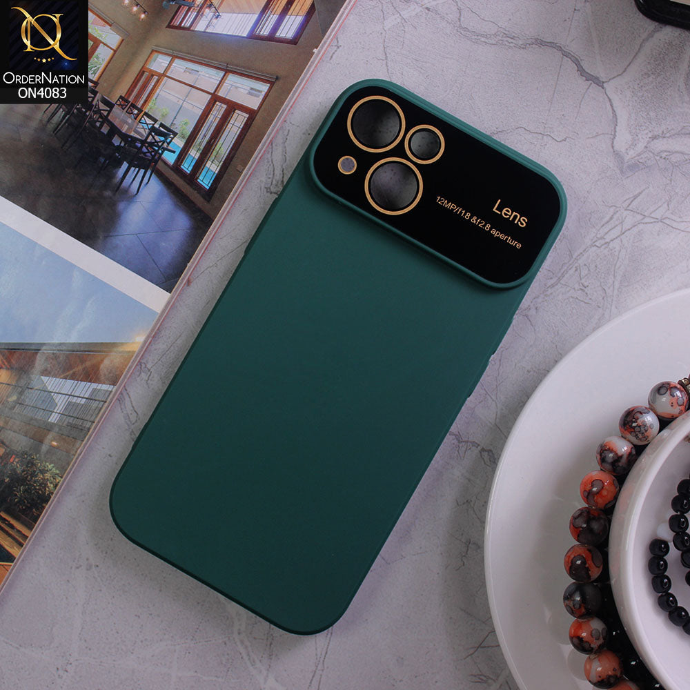 iPhone 15 Cover - Green - Glass Lense Ultra Camera Protection Soft Silicon Case