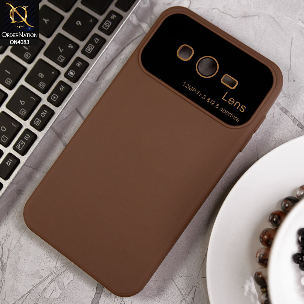 Samsung Galaxy J7 2015 - Brown - Glass Lense Ultra Camera Protection Soft Silicon Case