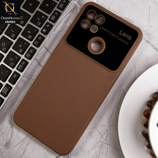 Oppo A15 - Brown - Glass Lense Ultra Camera Protection Soft Silicon Case