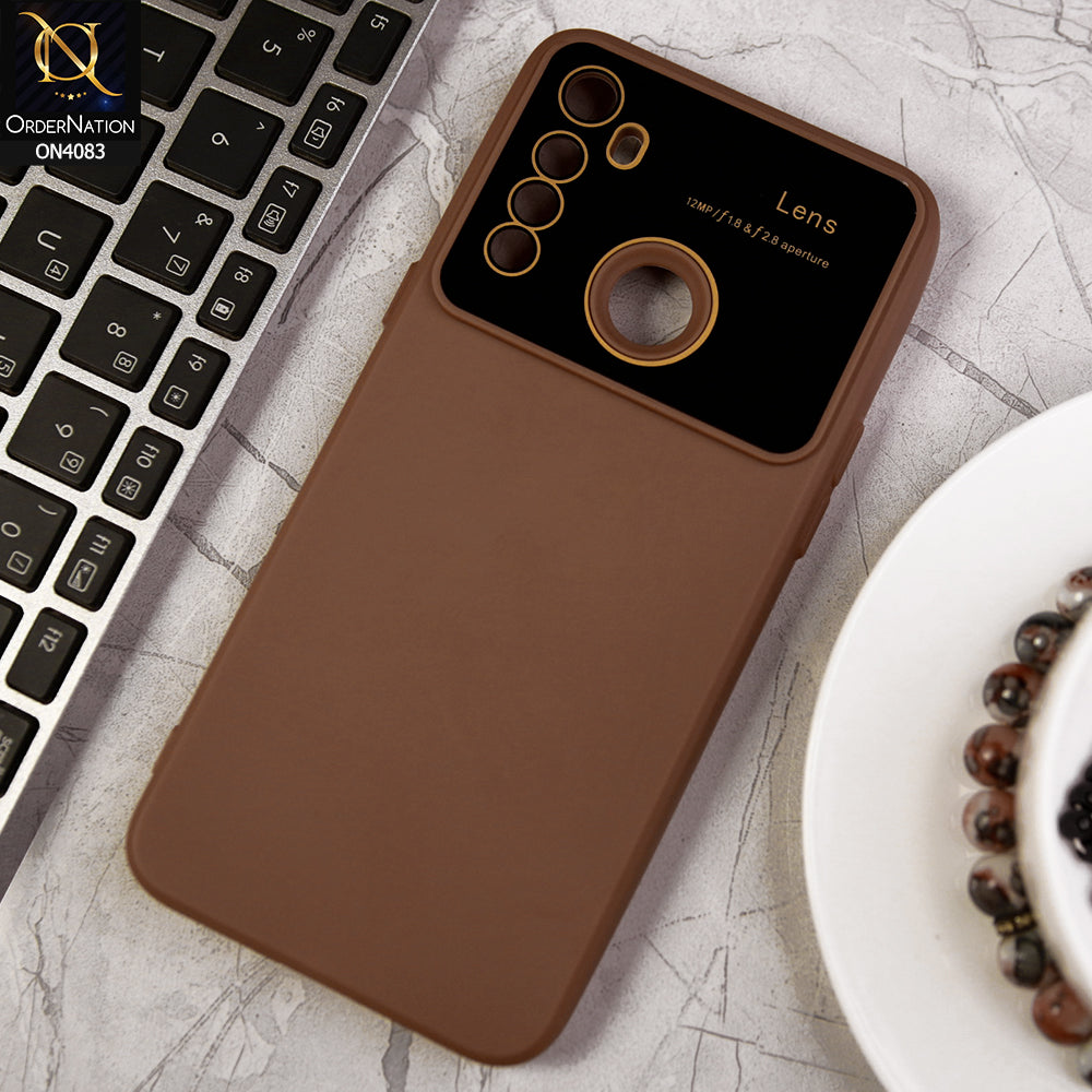 Realme 5s - Brown - Glass Lense Ultra Camera Protection Soft Silicon Case