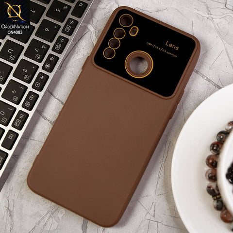 Realme 5i - Brown - Glass Lense Ultra Camera Protection Soft Silicon Case