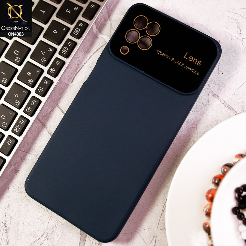 Samsung Galaxy A12 Cover - Blue - Glass Lense Ultra Camera Protection Soft Silicon Case