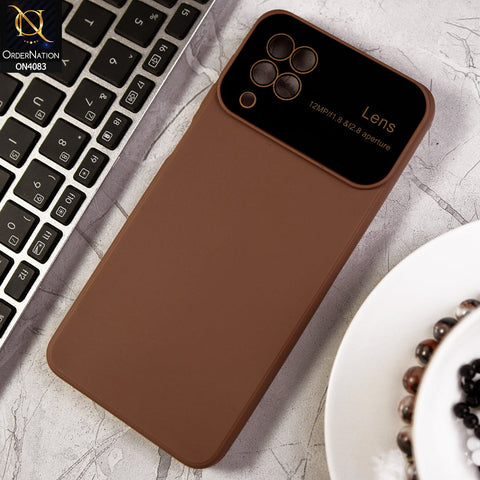 Samsung Galaxy A12 Nacho - Brown - Glass Lense Ultra Camera Protection Soft Silicon Case