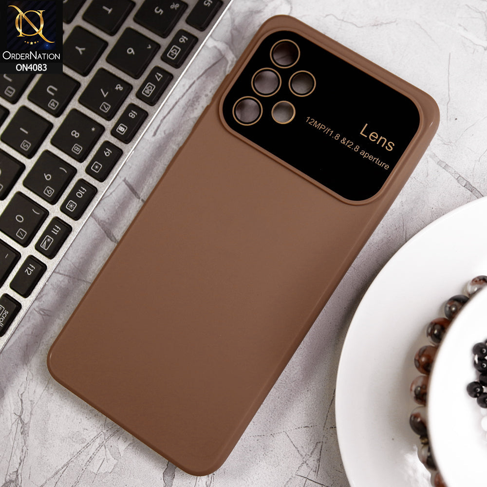 Samsung Galaxy A32 - Brown - Glass Lense Ultra Camera Protection Soft Silicon Case