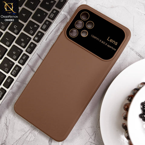 Samsung Galaxy A32 - Brown - Glass Lense Ultra Camera Protection Soft Silicon Case