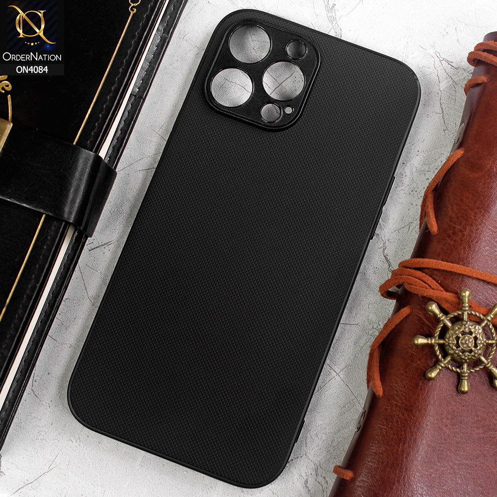 iPhone 13 Pro Max Cover - Black -  New Carbon Fiber Texture Camera Protection Soft Silicon Case