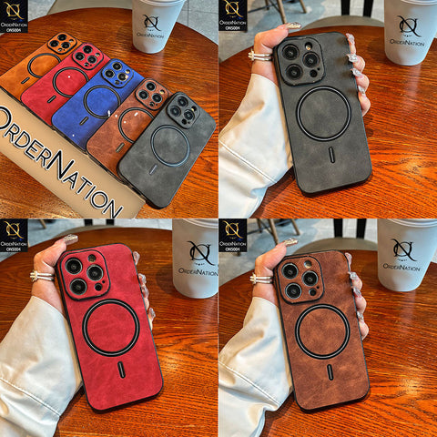 iPhone 13 Cover - Black - New Luxury Matte Leather Magnetic MagSafe Wireless Charging Soft Case