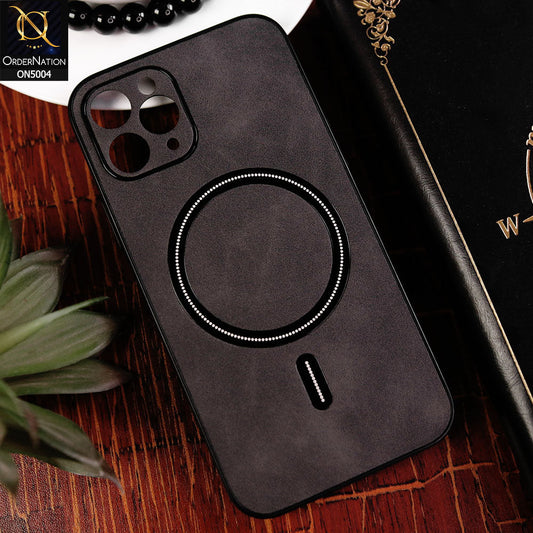 iPhone 11 Pro Cover - Black - New Luxury Matte Leather Magnetic MagSafe Wireless Charging Soft Case