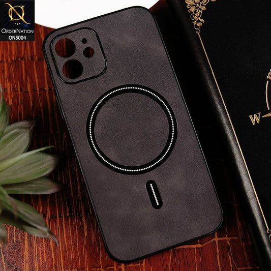 iPhone 12 Cover - Black - New Luxury Matte Leather Magnetic MagSafe Wireless Charging Soft Case