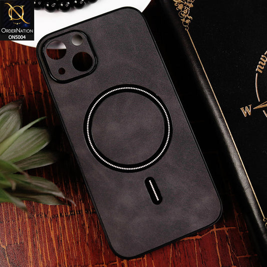 iPhone 13 Cover - Black - New Luxury Matte Leather Magnetic MagSafe Wireless Charging Soft Case