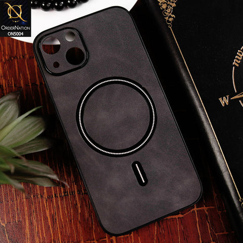 iPhone 13 Cover - Black - New Luxury Matte Leather Magnetic MagSafe Wireless Charging Soft Case
