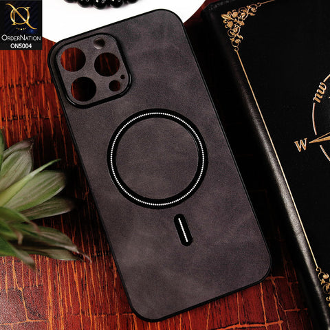 iPhone 13 Pro Max Cover - Black - New Luxury Matte Leather Magnetic MagSafe Wireless Charging Soft Case