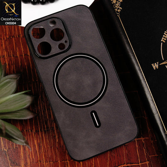 iPhone 13 Pro Cover - Black - New Luxury Matte Leather Magnetic MagSafe Wireless Charging Soft Case
