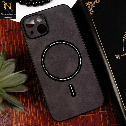 iPhone 14 Cover - Black - New Luxury Matte Leather Magnetic MagSafe Wireless Charging Soft Case
