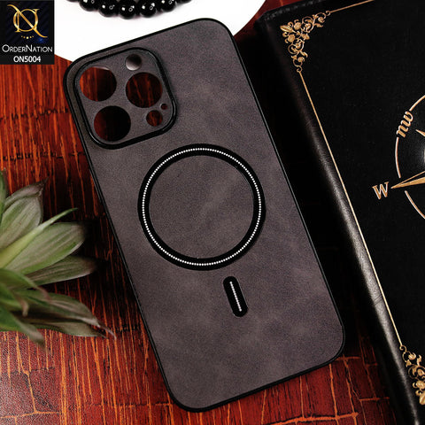 iPhone 14 Pro Max Cover - Black - New Luxury Matte Leather Magnetic MagSafe Wireless Charging Soft Case