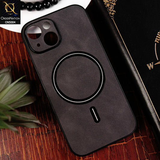 iPhone 15 Cover - Black - New Luxury Matte Leather Magnetic MagSafe Wireless Charging Soft Case