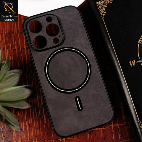 iPhone 15 Pro Cover - Black - New Luxury Matte Leather Magnetic MagSafe Wireless Charging Soft Case